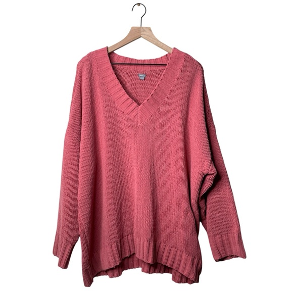 aerie Sweaters - Aerie Women’s V Neck Oversized Thick Soft Knit Pink Sweater